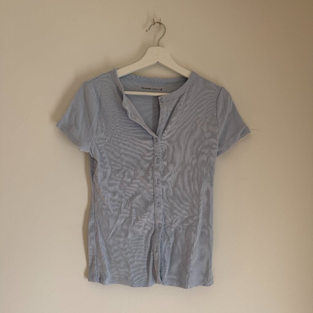 A&F Light Blue Botton Down Short Sleeve Top